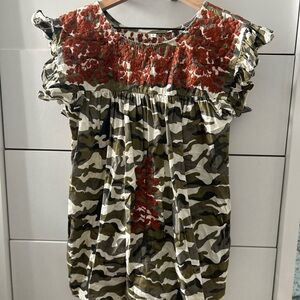 Floral Camouflage Ruffle Dress